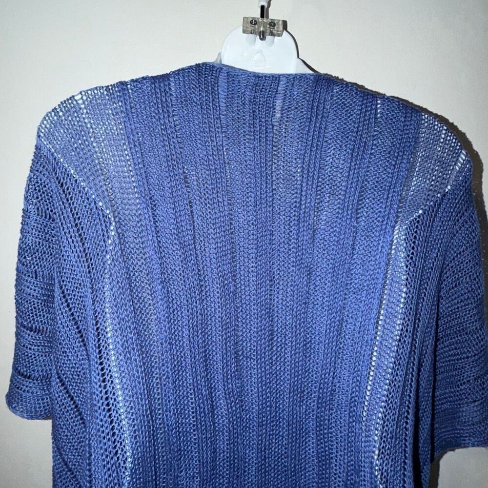 ZUZA BART Cornflower Blue Linen Knit Open Front Cardigan - Picture 6 of 9